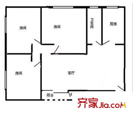 亞峰新區(qū) 3室 戶型圖