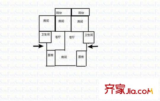 亞峰新區(qū) 2室 戶型圖