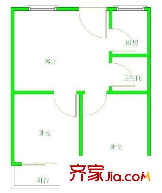 亞峰新區(qū) 2室 戶型圖