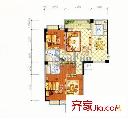 福灣新城秋月苑 3室 戶型圖