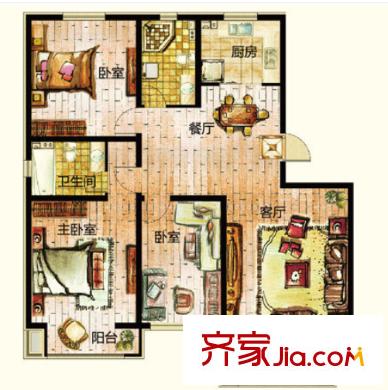 鋼都花園123街坊戶型圖3室2廳 戶型圖 3室2廳
