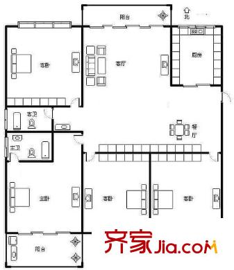 武夷綠洲三期 4室 戶型圖