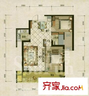 家天下三木城C2區(qū) 2室 戶型圖
