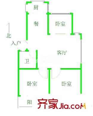 三木花園D區(qū) 3室 戶型圖