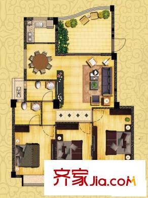 書香領(lǐng)寓戶型圖8#02，05戶型 3室2廳2衛(wèi)1廚
