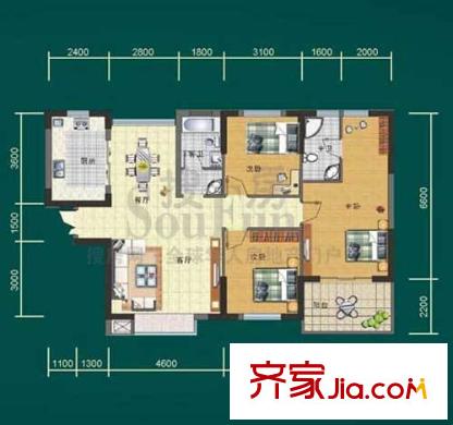 麗水康城戶型圖F2 3室2廳2衛(wèi)