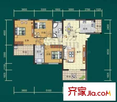 麗水康城戶型圖F1 3室2廳2衛(wèi)