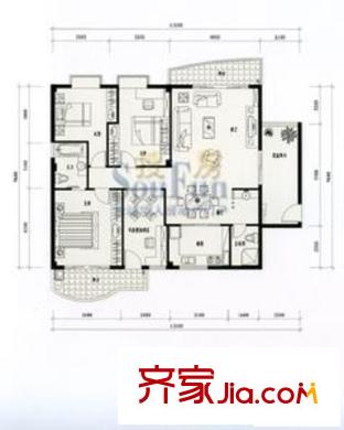 金山豪景戶型圖4室2廳2衛(wèi)1廚