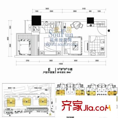 陽(yáng)光假日公寓 1室 戶型圖