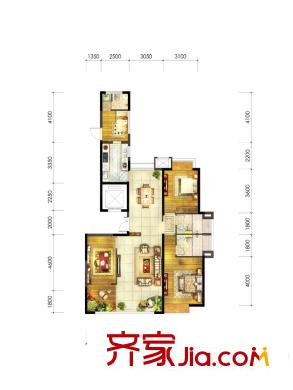 融僑錦江悅府戶型圖5#6#樓01單元 4室2廳2衛(wèi)