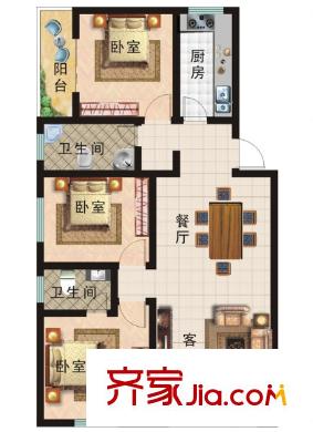 君悅尚品戶型圖3室2廳 戶型圖 3室2廳2衛(wèi)1廚