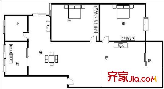 鼓山苑 2室 戶型圖