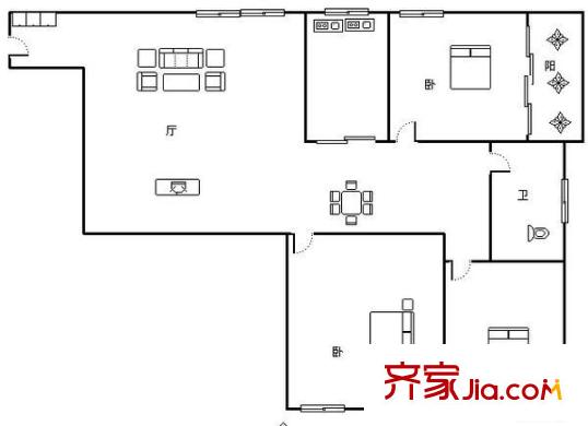 鼓山苑 3室 戶型圖