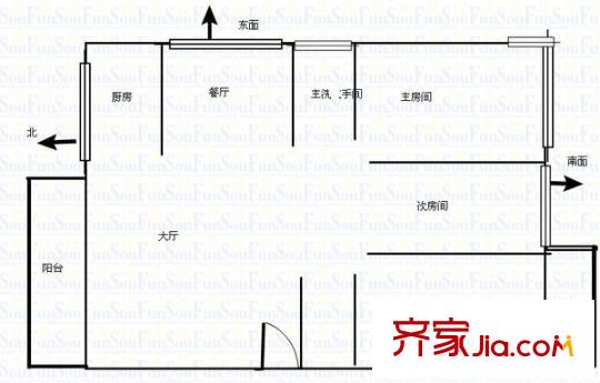 金山桔園二期景園戶型圖金山桔園二期景園 3室 戶型圖 3室2廳2衛(wèi)1廚