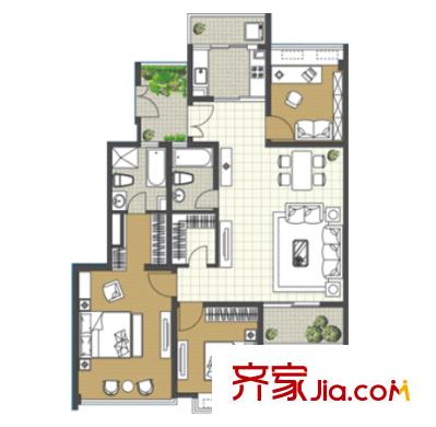 常陽(yáng)麗江城戶型圖3室2廳 戶型圖 3室2廳2衛(wèi)1廚