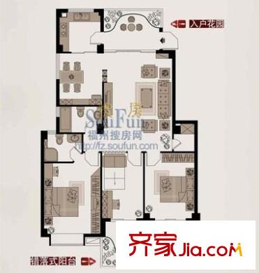 金山明珠 3室 戶型圖