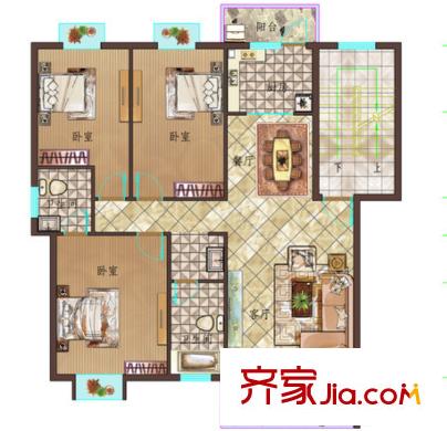 七星香山花園戶型圖3室2廳 3室2廳