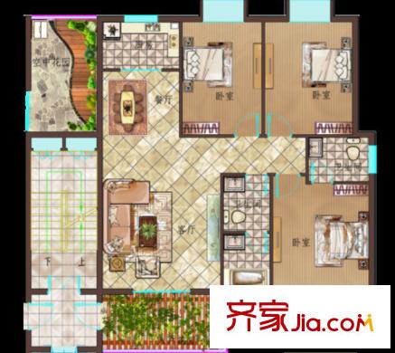 七星香山花園戶型圖3室2廳 3室2廳