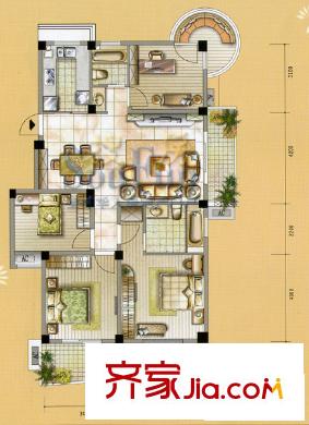 中茵加洲花城 4室戶型圖