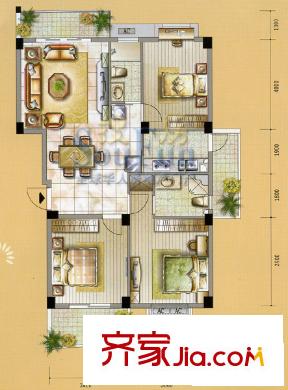 中茵加洲花城 3室戶型圖