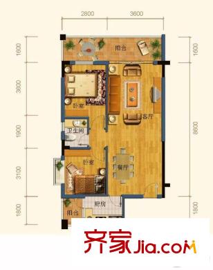 福晟錢隆御景 2室 戶型圖