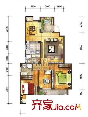 七街十二府戶型圖3/4/5#標(biāo)準(zhǔn)層A戶型 3室2廳2衛(wèi)1廚