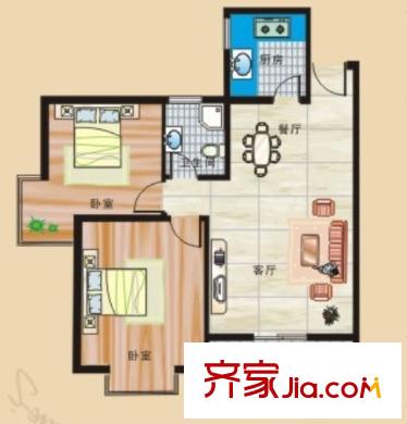 澳門銀座二期戶型圖2室2廳 2室2廳