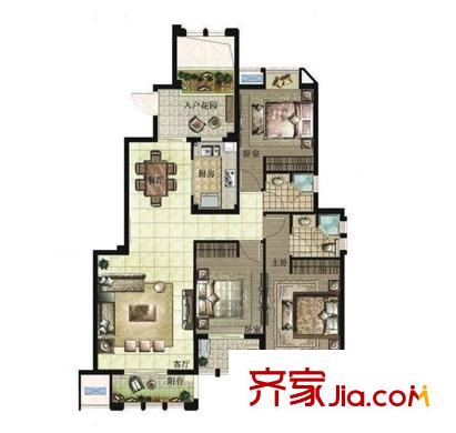 永嘉天地廣場戶型圖永嘉天地一期 戶型圖 3室2廳2衛(wèi)1廚