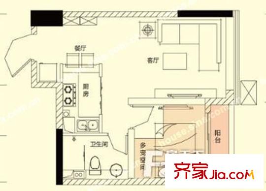 融科天城四期 1室 戶型圖