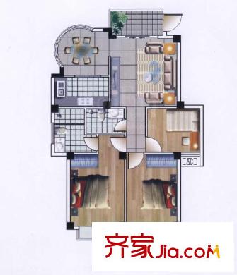 領(lǐng)秀新城戶型圖5#A戶型 3室2廳2衛(wèi)1廚
