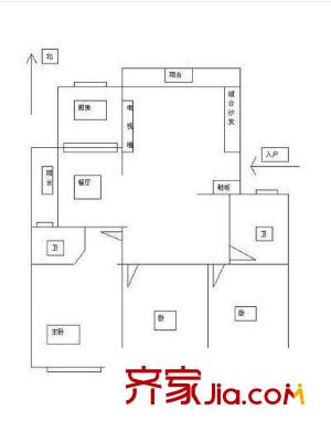 金山碧水二期麒麟苑戶型圖金山碧水二期麒麟苑 3室 戶型圖 3室2廳2衛(wèi)1廚