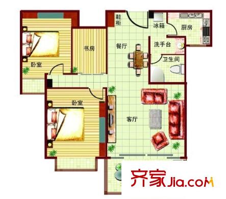 三角路花園戶型圖3室2廳 戶型圖 3室2廳