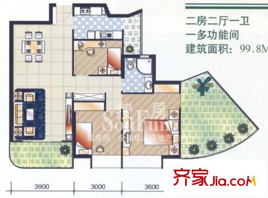 東龍世紀花園 3室 戶型圖