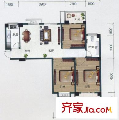博學(xué)華府戶型圖1期A2戶型 3室2廳1衛(wèi)