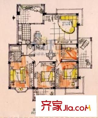 實(shí)華藍(lán)灣雅境 4室 戶型圖
