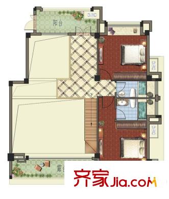 群升白馬郡戶型圖6#6層 4室3廳4衛(wèi)1廚