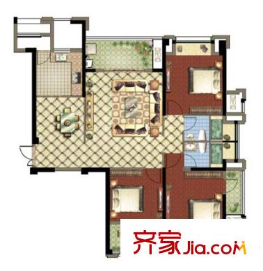 群升白馬郡戶型圖10#-A戶型 3室2廳2衛(wèi)1廚