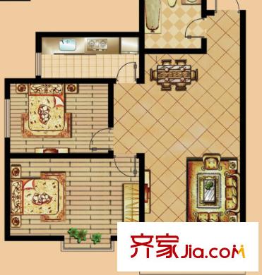 二橋街西社區(qū)戶型圖2室2廳 戶型圖 2室2廳1衛(wèi)1廚