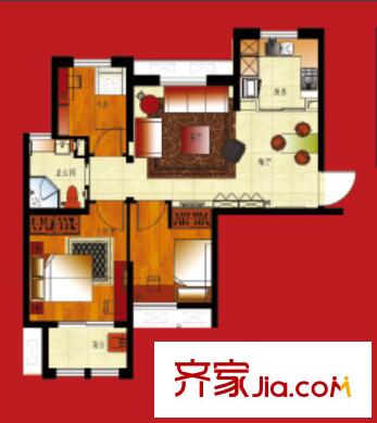 二橋街西社區(qū)戶型圖2室2廳 戶型圖 2室2廳1衛(wèi)1廚