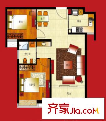 二橋街西社區(qū)戶型圖2室2廳 戶型圖 2室2廳1衛(wèi)1廚