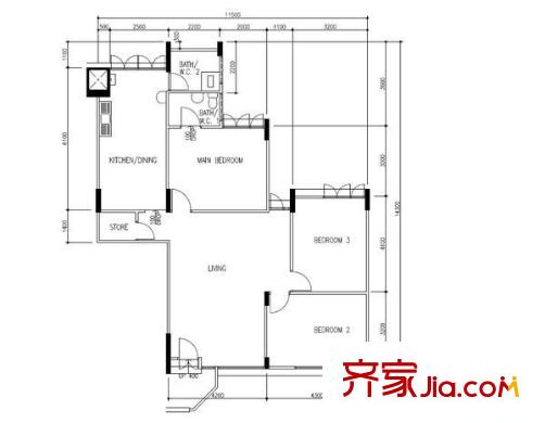 文華小區(qū) 3室 戶型圖