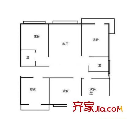 融信三味舒屋 3室 戶型圖