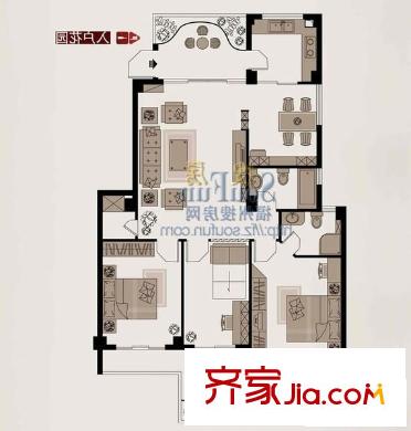 融信三味舒屋 3室 戶(hù)型圖