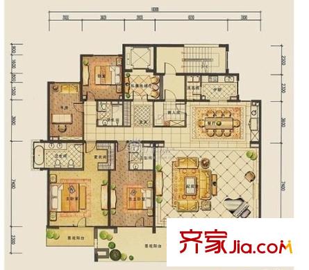 金山桔園二期泰園戶型圖金山桔園二期泰園 6室 戶型圖 6室3廳4衛(wèi)1廚