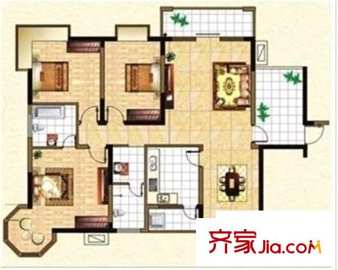 麗景天成 3室 戶型圖