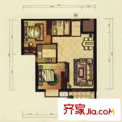 恒力城 2室 戶型圖