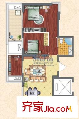 群升國際御園戶型圖群升御園戶型4#B 2室2廳1衛(wèi)1廚
