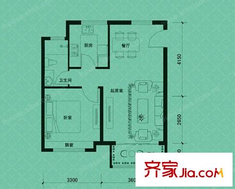 濱江苑戶型圖1室2廳 1室2廳