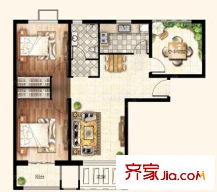 平安花園戶型圖2室2廳 戶型圖 2室2廳1衛(wèi)1廚