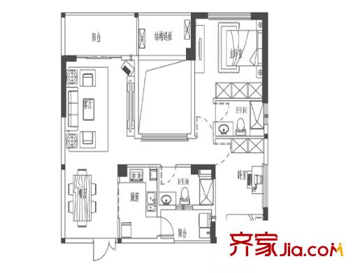 2008新長(zhǎng)江廣場(chǎng)戶型圖2室2廳 戶型圖 2室2廳2衛(wèi)1廚